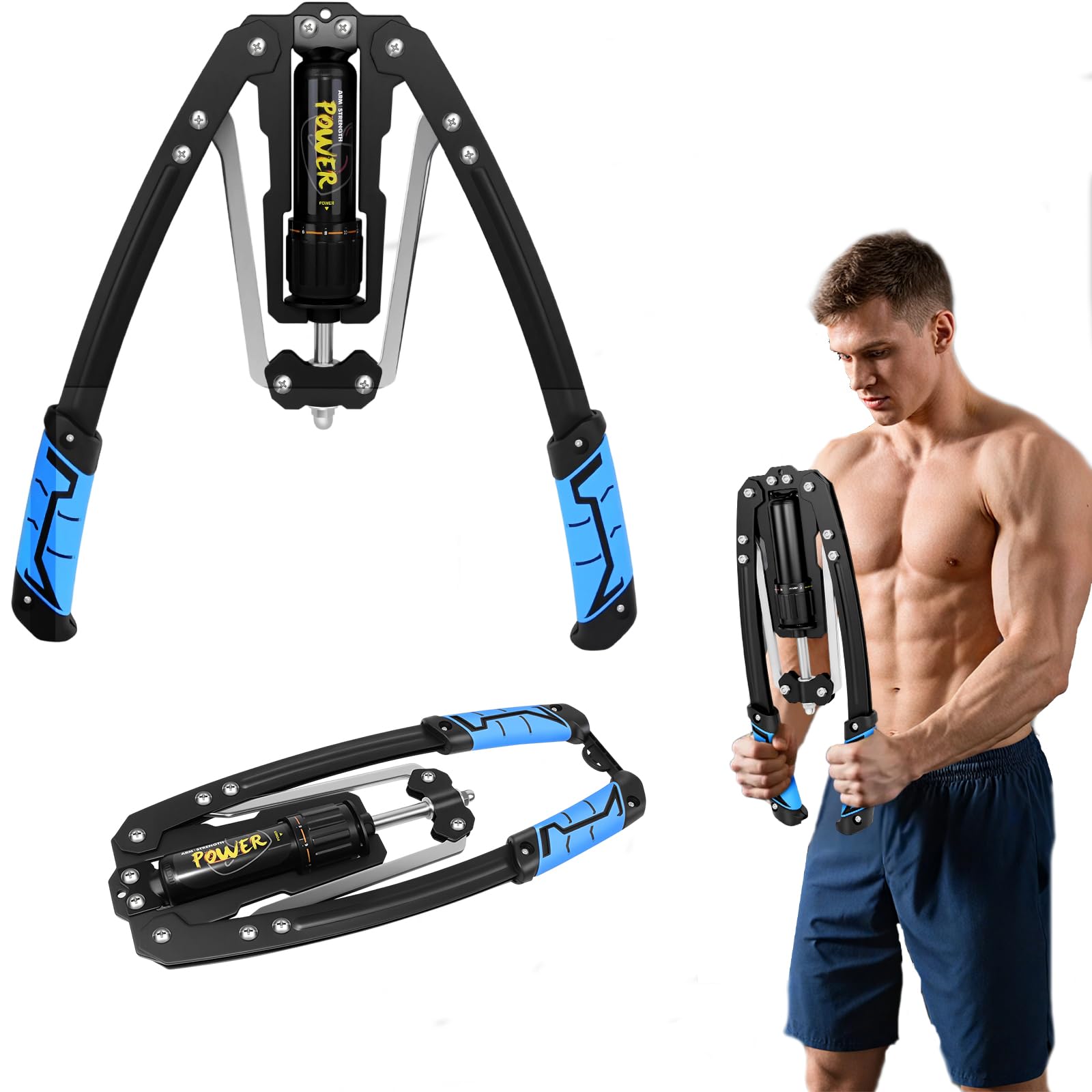 Power Twister Arm Trainer, (10-200 kg) Portable Power Twister, Black, for Arm and Forearm, Biceps and Chest Strength Training - Royal Spring, Power Twister, Arm Trainer, Expander