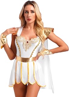 Women's Grecian Halloween Bodysuits Dress Sexy Toga Costume Greek Queen Dress Outfits