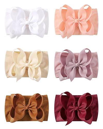 doboi 6 lazos para bebé, diademas de nailon con lazo de cinta, accesorios para el cabello, lazos grandes para bebés, niñas recién nacidas, color