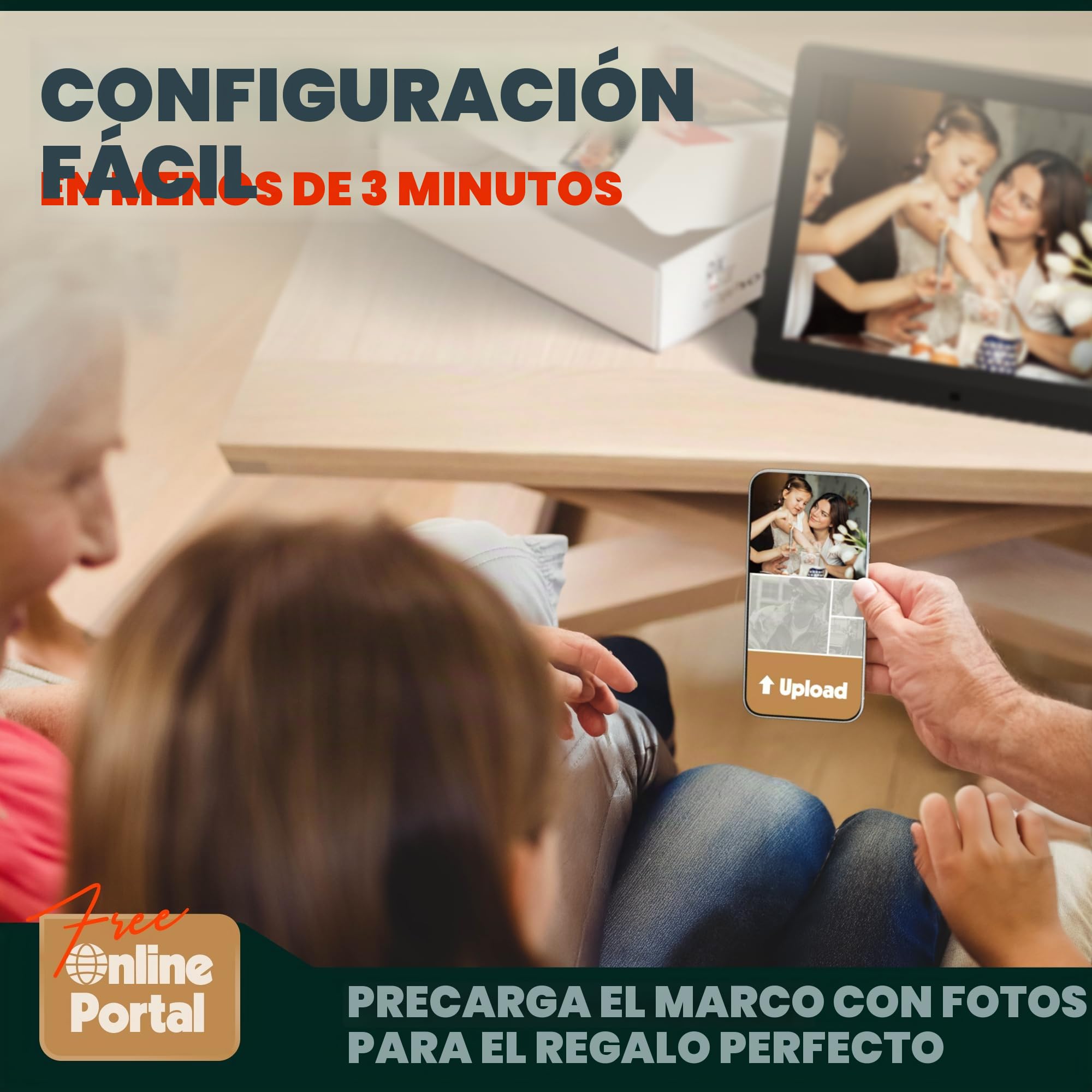 Pix-Star Marco de Fotos Digital WiFi de 15 Pulgadas con Almacenamiento en la Nube Gratuito | Muy regalable para Abuelos | Pantalla IPS | Sensor de Movimiento | Fácil configuración