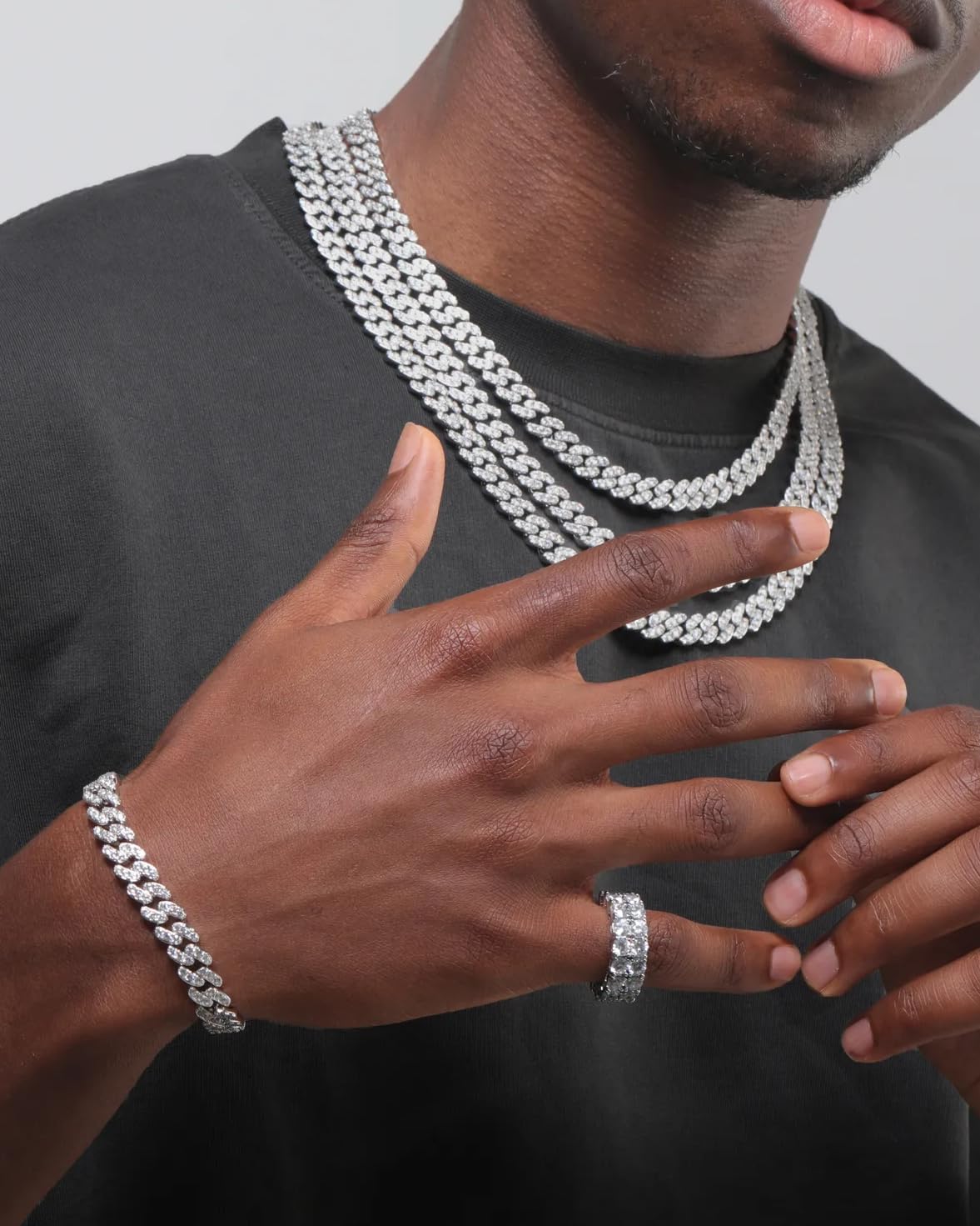 Iced Classic Spring Clasps 9mm Cuban Link Chain Necklace/Bracelet, Everlasting Shine 14k Gold/Silver Plated Diamond Choker, Prong-Setting 5A Cubic Zirconia Hip Hop Jewelry For Men Women with Gift Box