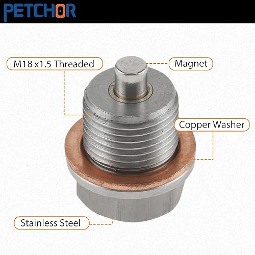 Miniatura 9 de M12.1-0.059 x 0.591 in Tapón de drenaje de aceite de gran tamaño, kit de reparación de rosca de bandeja de aceite autorroscante de acero inoxidable,