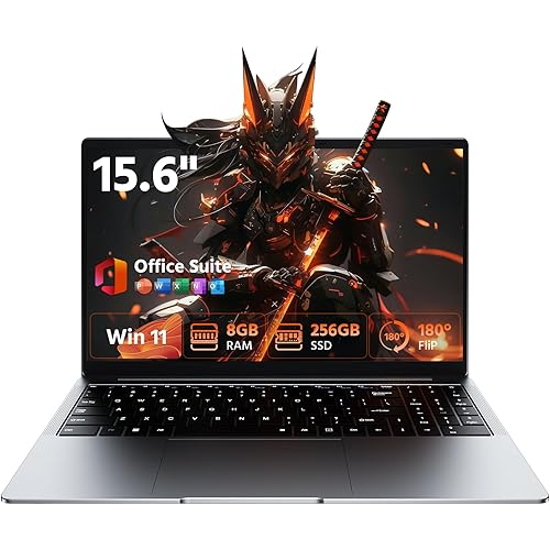 15.6" Laptop Computer, 8GB RAM 256GB SSD Celeron N4000(up to 2.6GHz) Laptop Win 11 Office Suite FHD IPS sRGB Notebook 2.4G&5G WiFi BT 4.2 HDMI USB 3.0 5000mAh Battery for Home Student Business