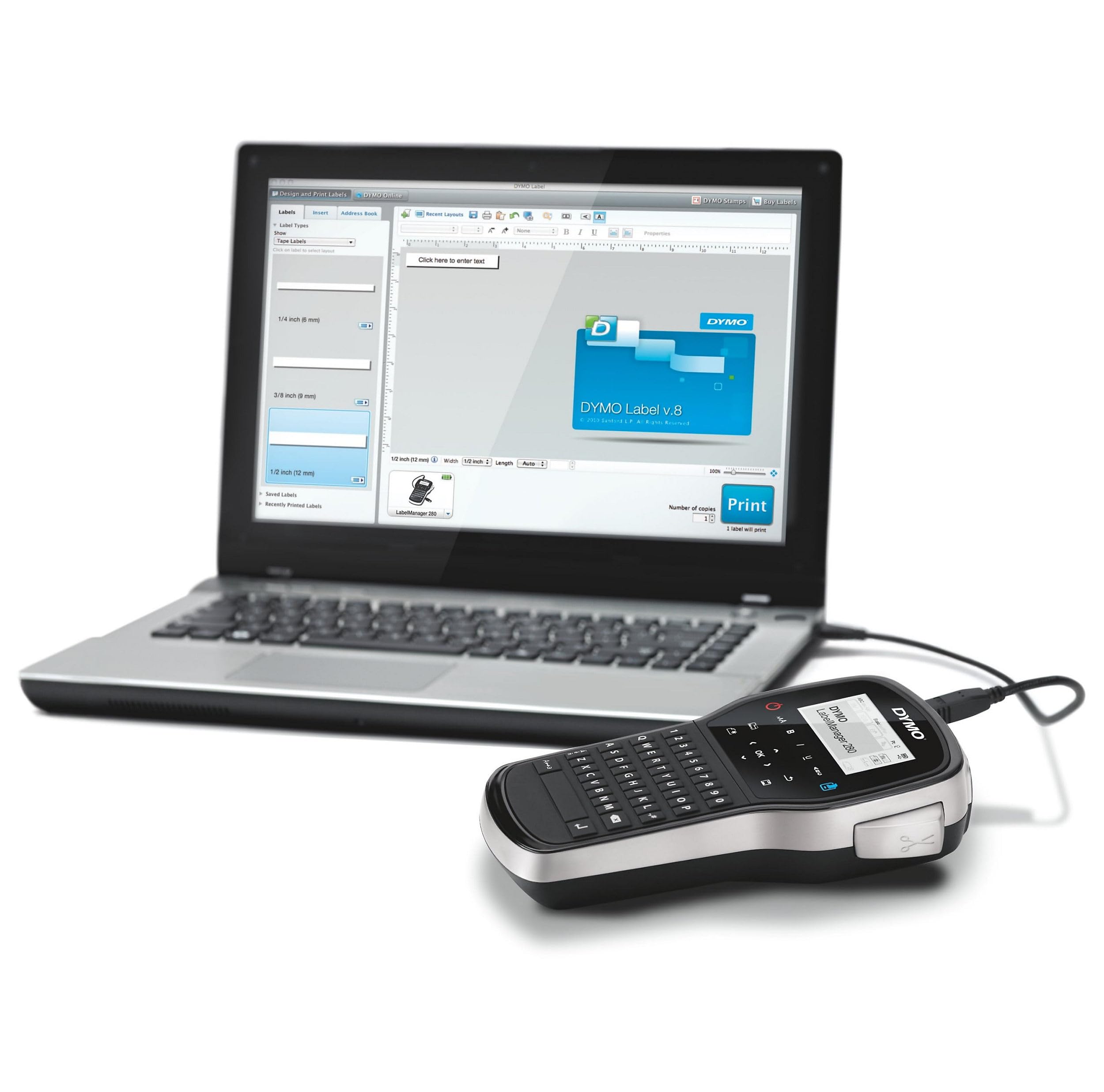 Dymo S0968920 LabelManager 280 Etiqueteuse de Bureau Portable Clavier QWERTY