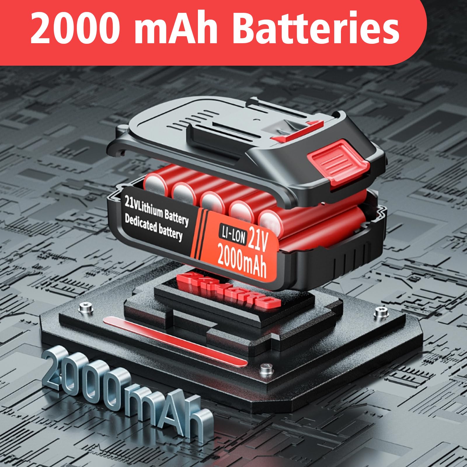 Battery Cartridge Gun Compatible für Makita 18 V Electric Silicone with 1x2000 mAh Brushless Motor Electric Caulking Gun für 300 ml Cartridges Battery Cartridge Press Kartuschenpistole with LED(Rot)