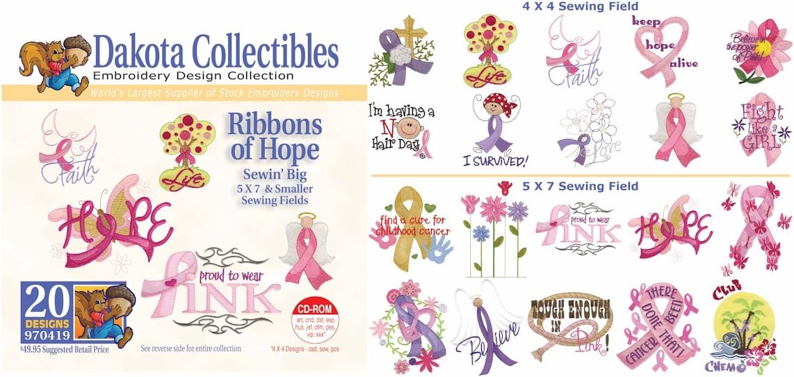 Dakota Collectibles - Ribbons of Hope Multi Format Embroidery Designs CD - 970419