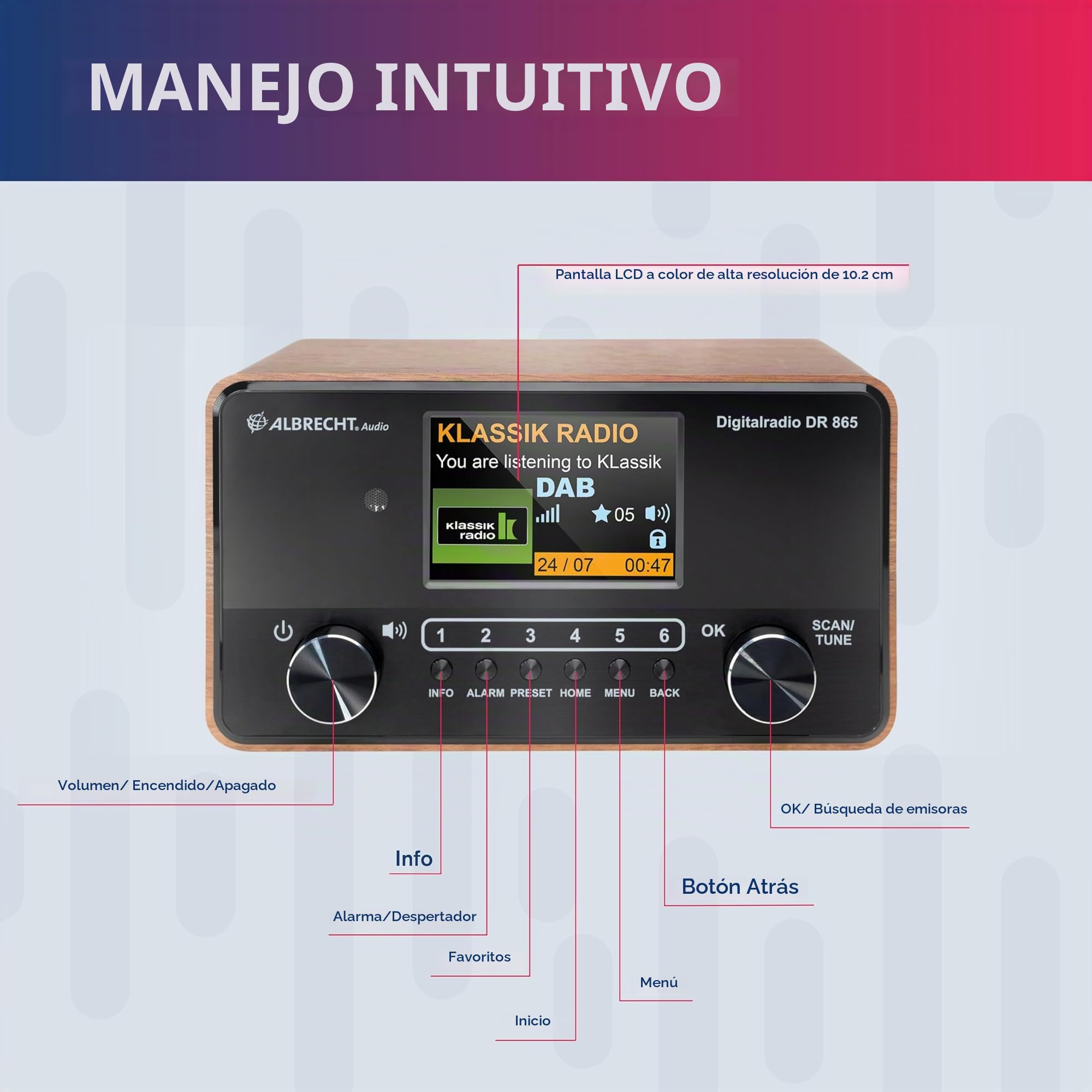 Albrecht DR 865 - Radio para Personas Mayores con Pantalla Grande de 4"