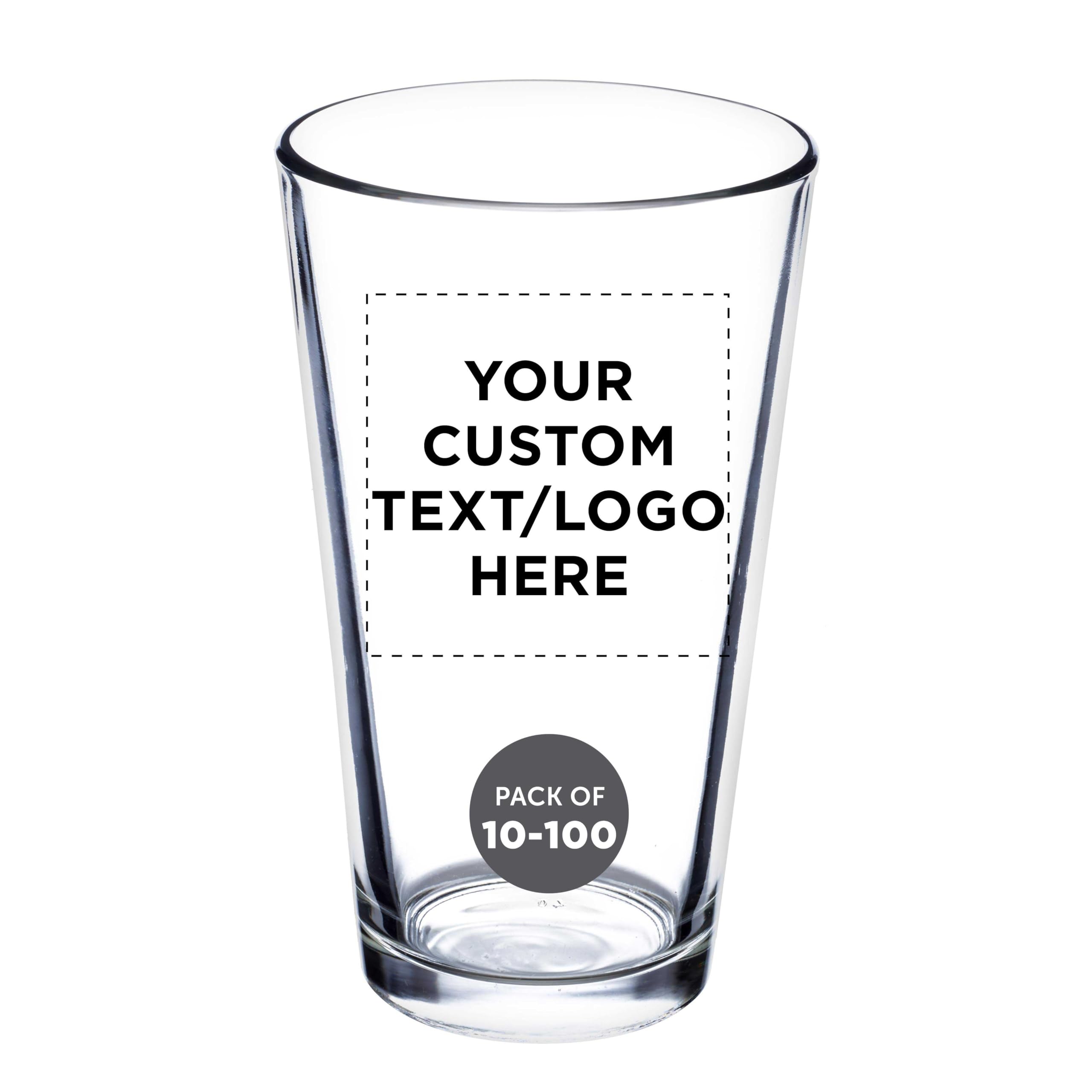 DISCOUNT PROMOS Custom Beer Pint Glasses 16 oz Set of 10 50 100 Personalized Bulk Pack - Heavy