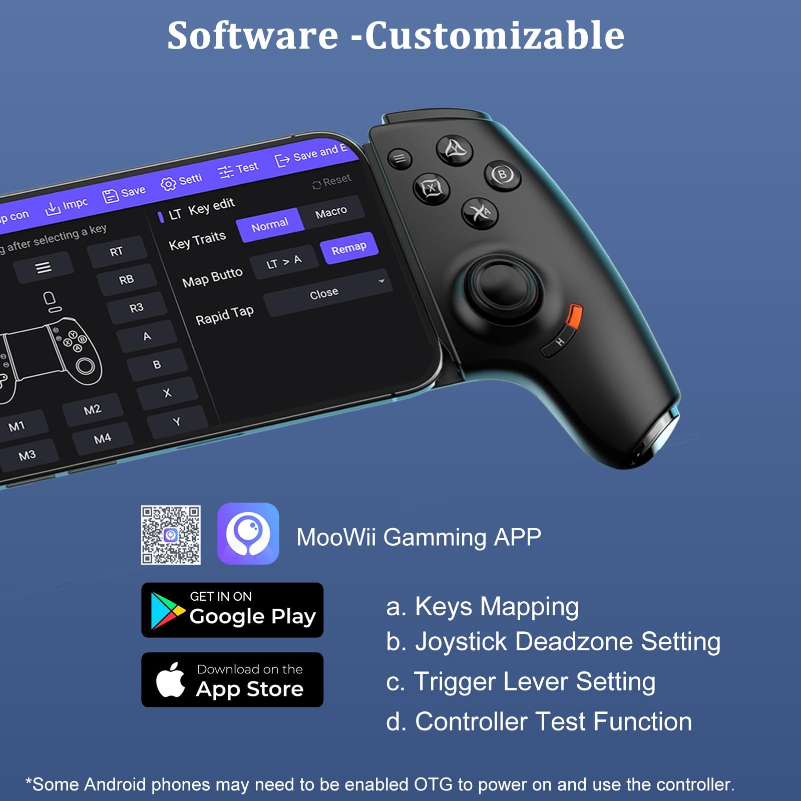 Megadream Mobiler Gaming Controller für iPhone 16/15 & Android USB-C mit 3,5-mm-Audiobuchse, Wireless Handy Controller für PS5/PS4/Xbox/PC, Hall-Effekt-Joysticks/Trigger, Cloud-Gaming - Schwarz