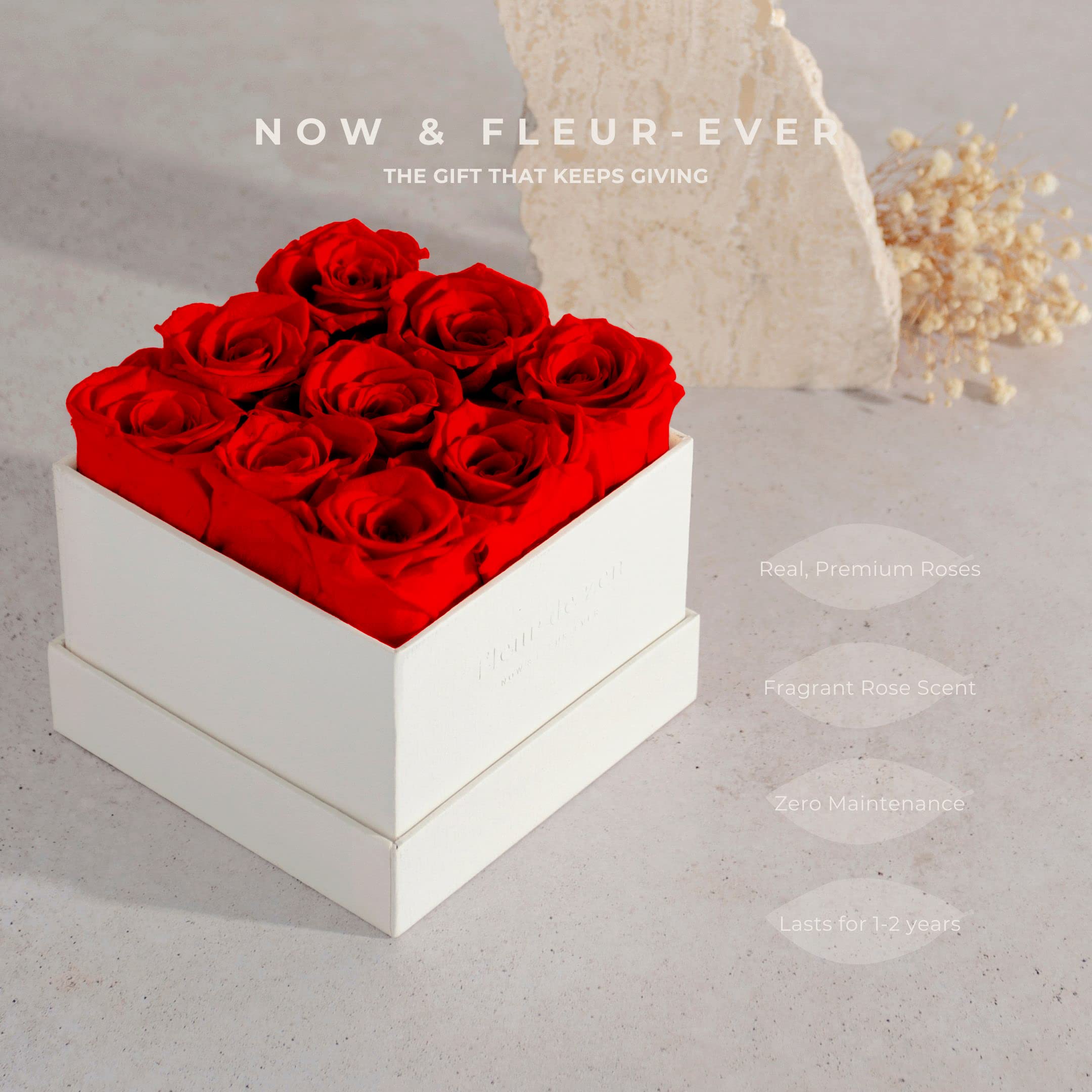 Rosa Eterna Blu - Lunga 3 Anni di Rose Vere Conservate Con Manico Lungo 30-35 cm in Scatola - Infinite Rose Durevoli per Regali da Donna Con Occhi Blu e per Vaso