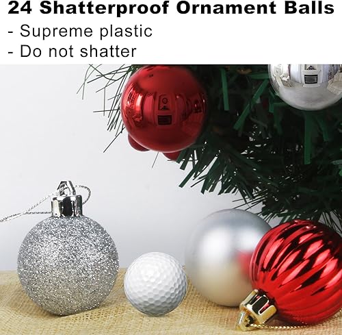 Vista 216 de 18 esferas medianas decorativas navideñas para árbol de Navidad, inastillables, para colgar, color púrpura, 2.5 pulgadas, paquete de 18