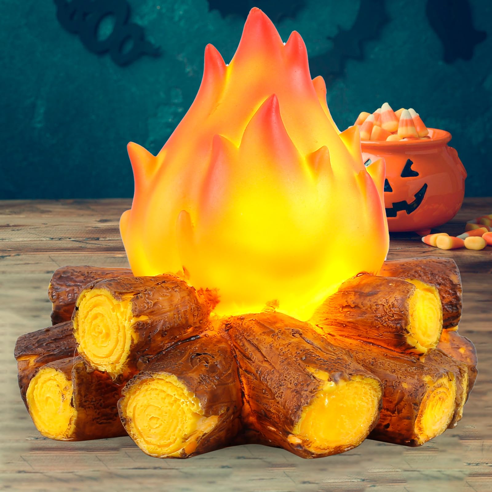 LED Flame Light Fire Effect Light for Indoor Outdoor Simulated Decorative Ambiance Lamps Resin Flame Night Lights Artificial Campfire Centerpiece for Party Bar Christmas Decoration NO BATTERY