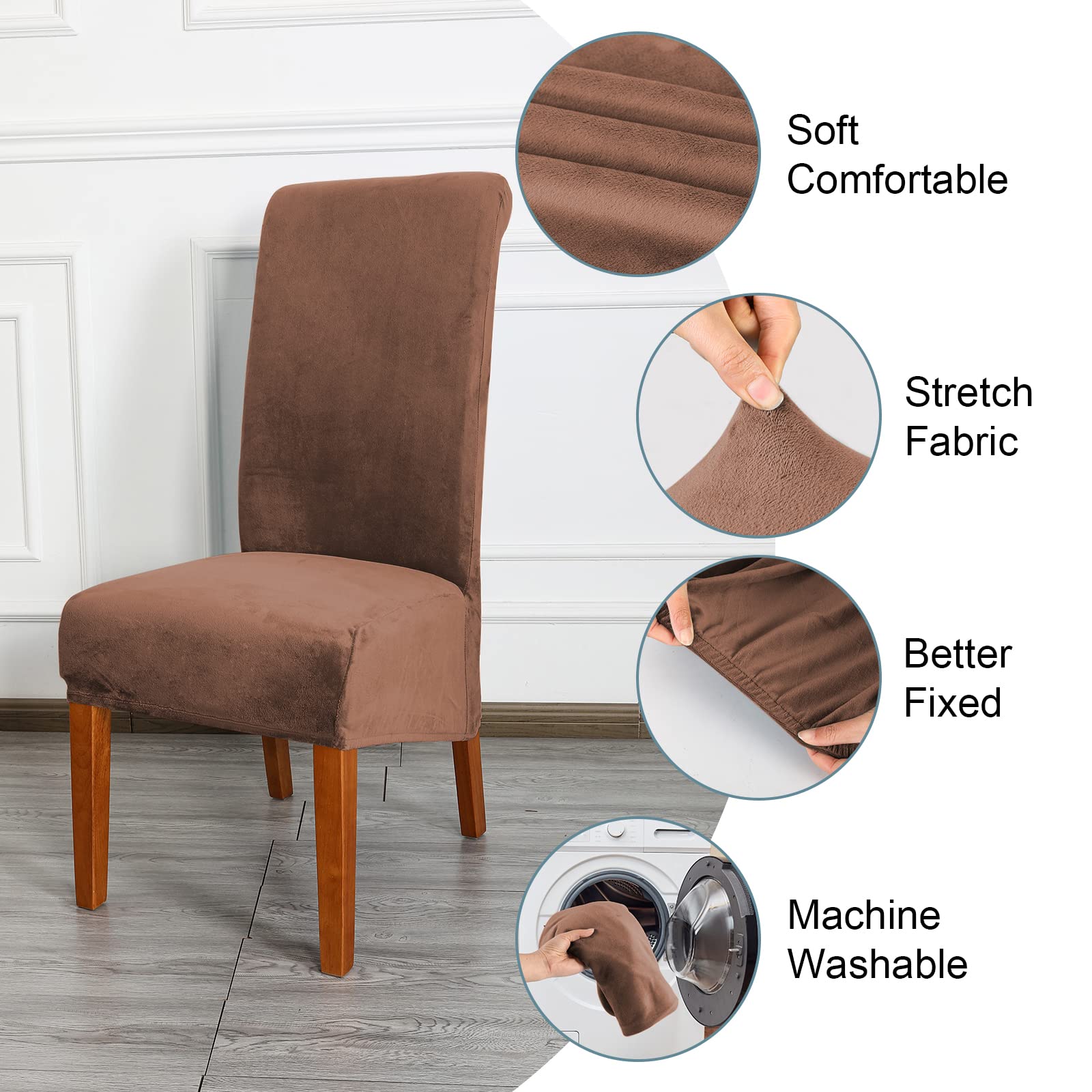 CMAKER Velvet Dining Chair Covers, Stretch Large Chair Slipcover - Image 4