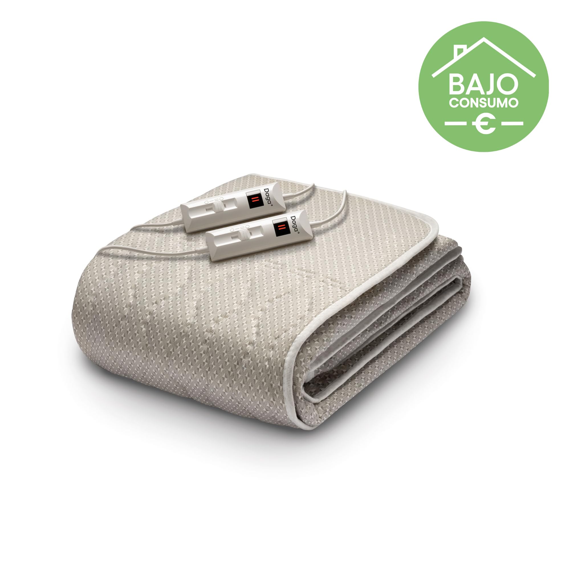 DAGA Calientacamas Doble, Sueño Cálido en tejido hipoalergénico acolchado, sistema de seguridad, 2 Niveles de Temperatura, Ahorro de consumo energético, Certificado OEKO-TEX,150x137 cm