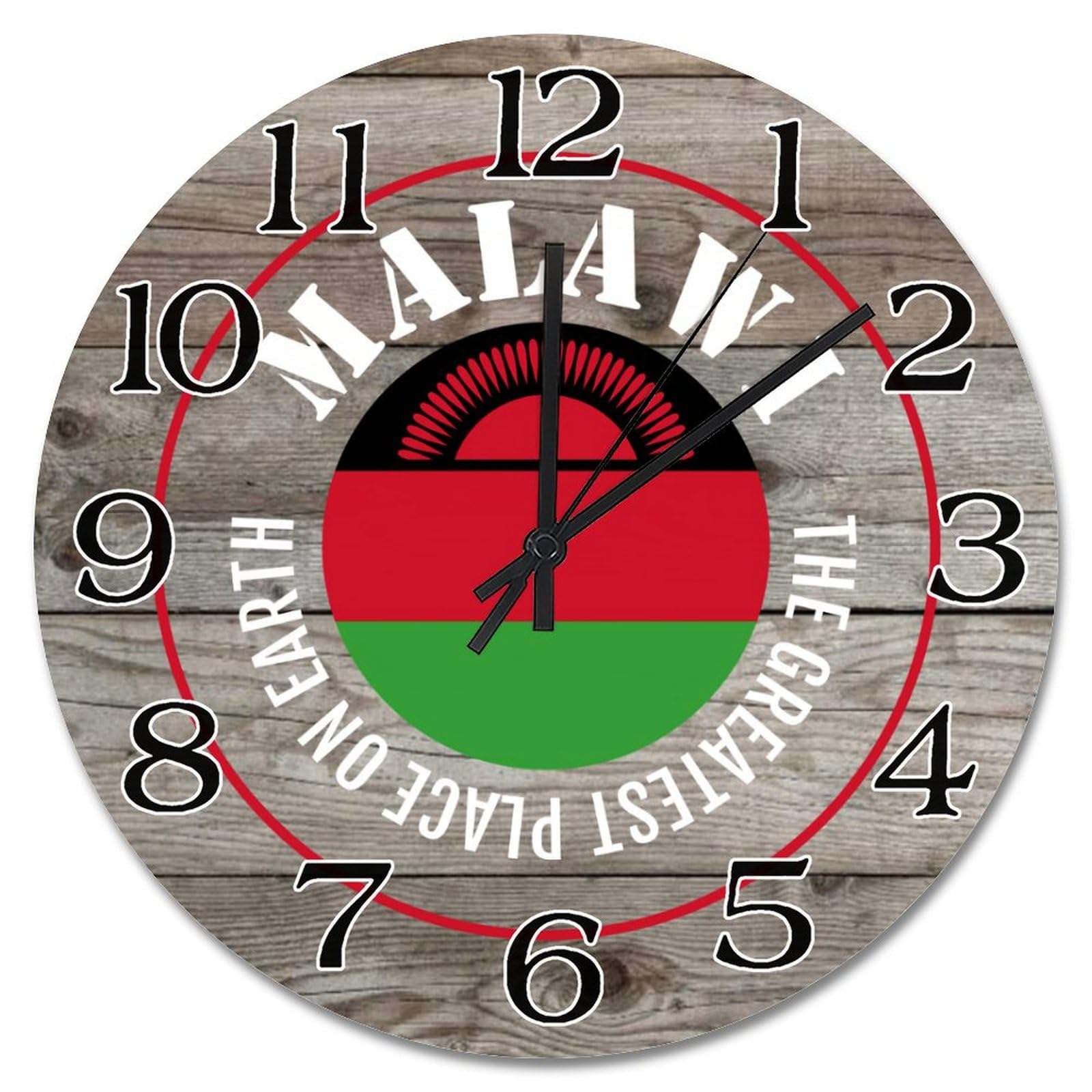 Horloge murale en bois du Malawi artisanale de 38 cm pour salon
