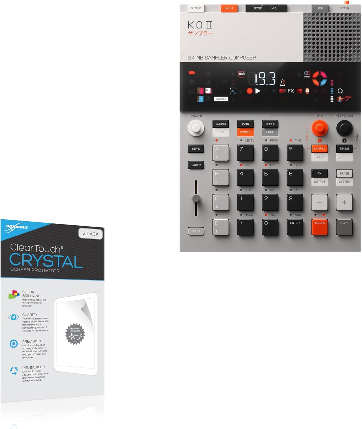 BoxWave Screen Protector Compatible with Teenage Engineering EPâ€“133 K.O. II - ClearTouch Crystal (2-Pack), HD Film Skin - Shields from Scratches