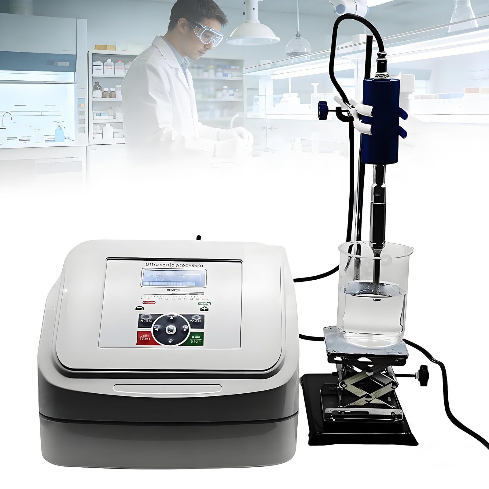 Labor-Dispergier-Emulgator, digitaler Hand-Ultraschallhomogenisator für Labore,2 Betriebsmodi,Timer (1 Sek.–99 Std.), Hochgeschwindigkeitshomogenisator,Ultraschall-Disruptor-Mischer (800 W) 8mmprobe
