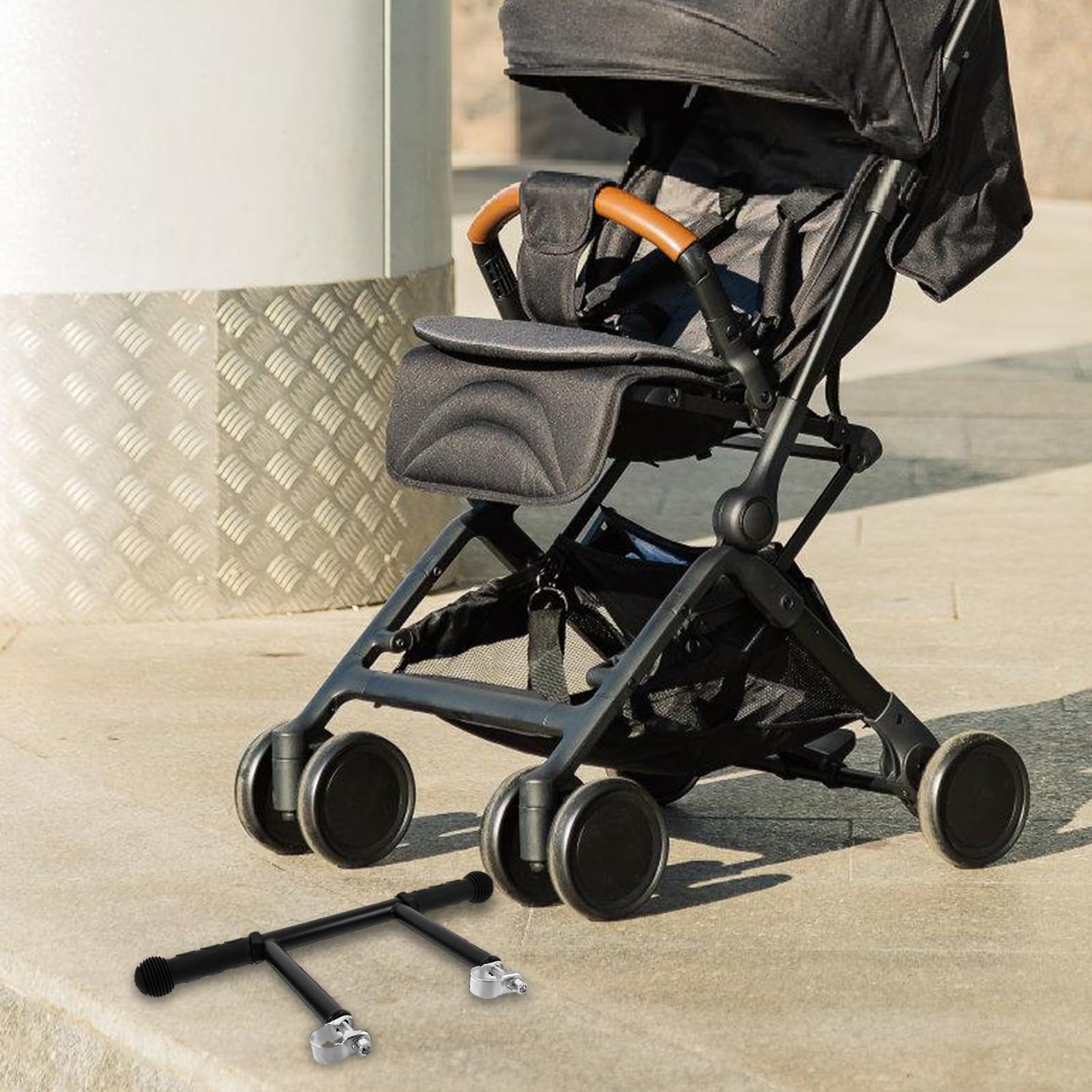 BESTonZON Kinderwagen aus Kunststoff und Edelstahl Verlängerungsgriff mit Verstellbarem 25mm Schnallenverschluss rutschfest und Komfortabel für Eltern Beim Spazierengehen