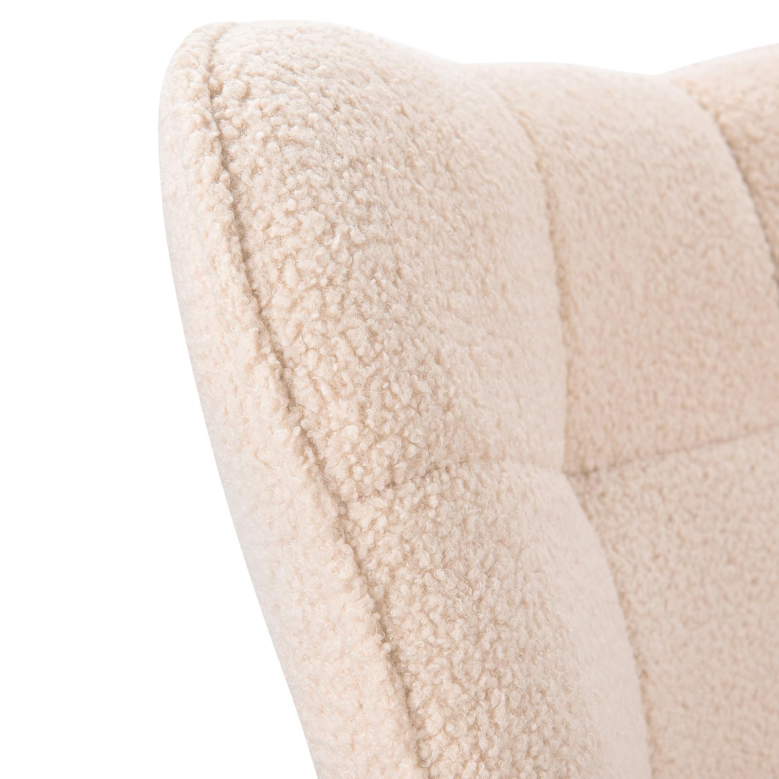 Fauteuil à Bascule Beige, Rocking Chair, Fauteuil Allaitement, Chaise à Bascule en Velours Teddy avec Pieds en Bois Massif, pour Salon, Chambre, Balcon (Beige)