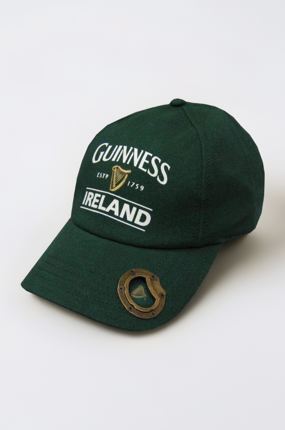 Bottle Green Guinness Baseball Cap With Bottle Opener And Ireland Est. 1759 Text