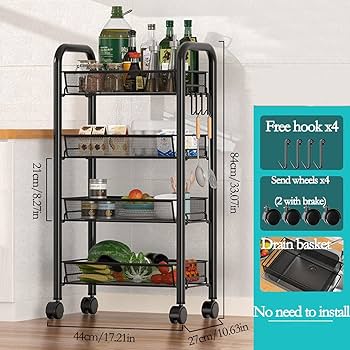 Amazon.co.jp: キッチンワゴン ワゴン キャスター付きワゴン 4段