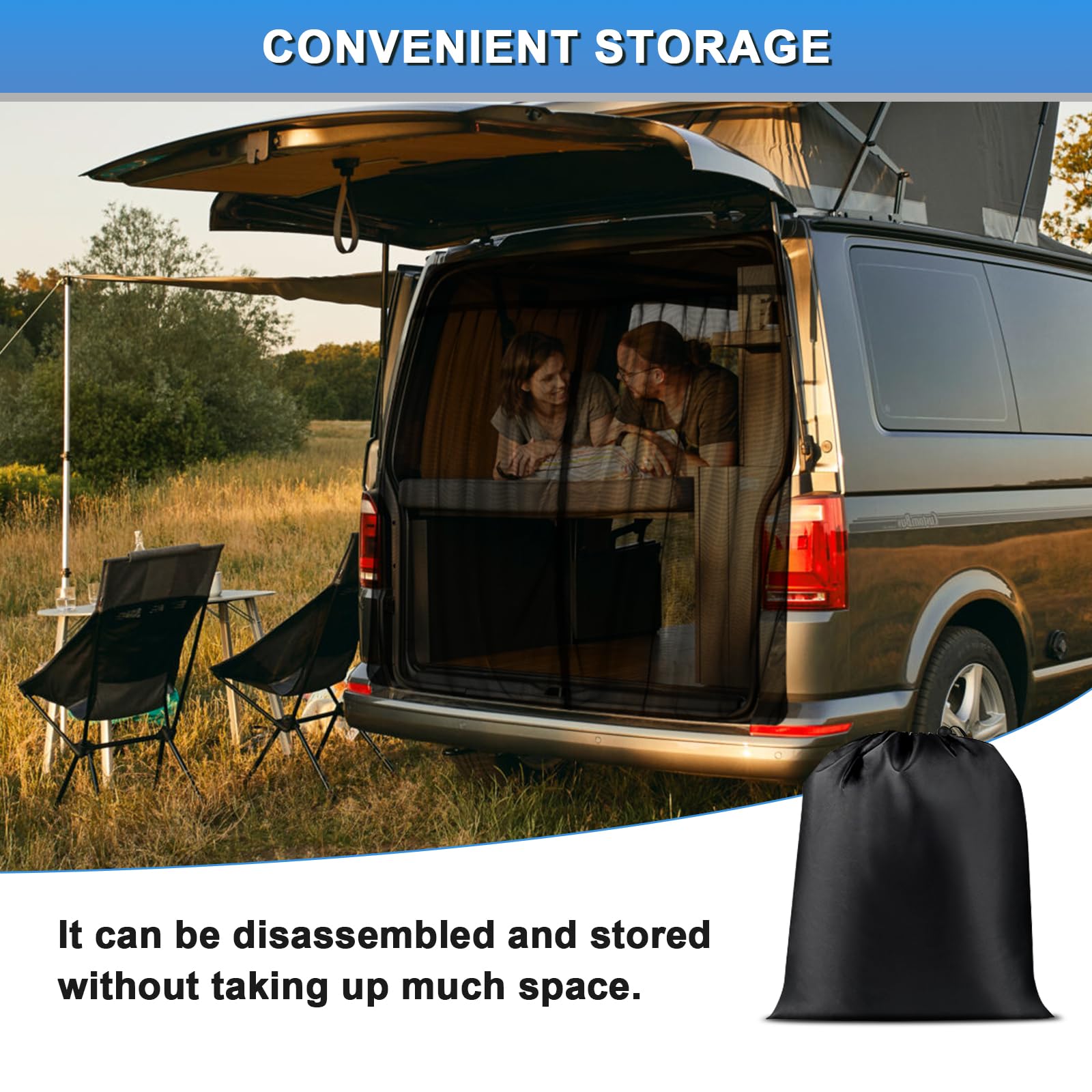 ZWPARTS Mosquitera Magnética Personalizada para VW T6 para Puerta Trasera, Mosquitera para Furgoneta para Puerta Trasera, Mosquitera con Cremallera en Puerta Central