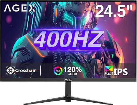 400Hz Gaming Monitor 24.5 Inch Fast IPS 1ms 120% sRGB 1080P Black | PC Monitor 169 Full HD 1920x1080, 300cd/m  Brightness, Adaptive Sync, DP1.4 400Hz, HDMI2.0 240Hz