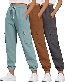 Neer 3 Pack Women's Cargo Sweatpants Joggers Pants with Pockets