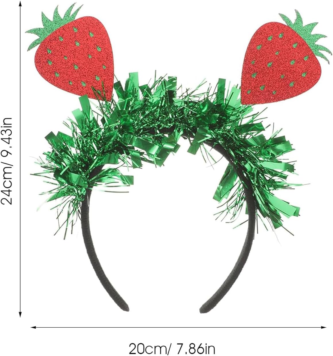 2 Pcs Strawberry Headbands with Glitter Tinsel Fruit Headband Halloween Headdress Party Head Boppers Hair Accessories Strawberry Costume