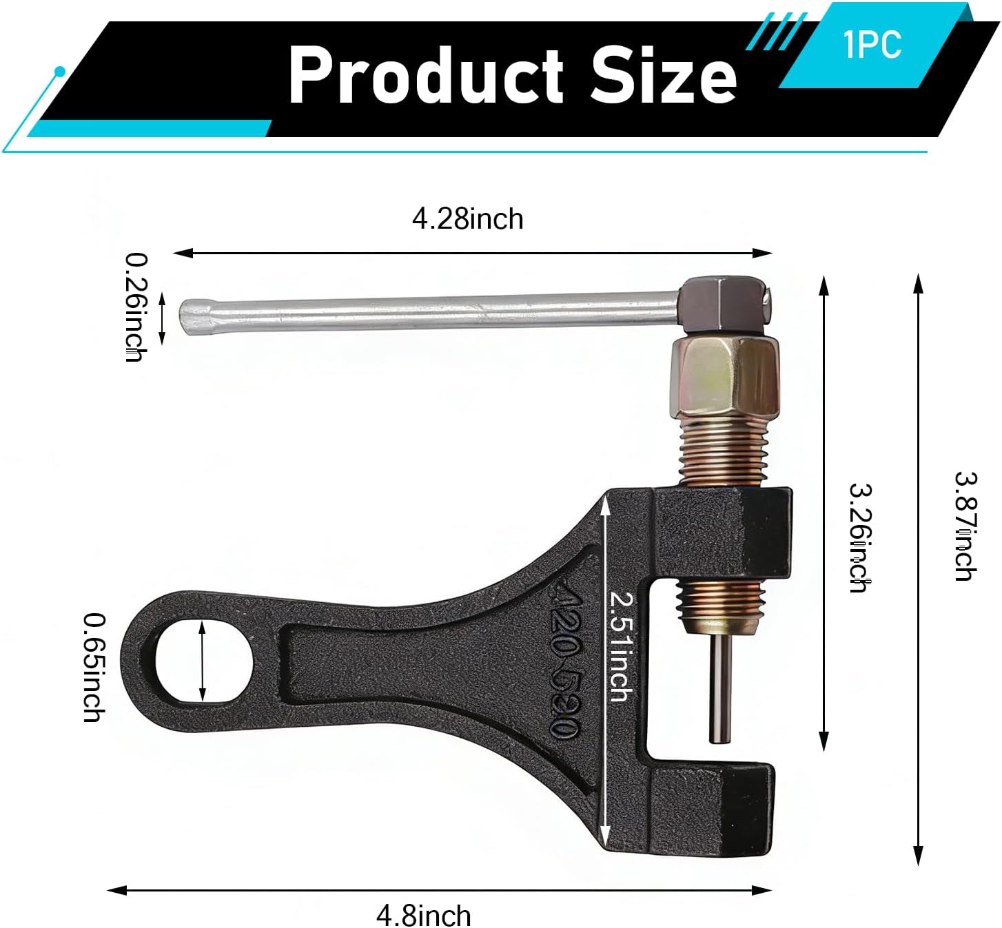 Chain Breaker Tool for 420-530 Roller Chain, Heavy-duty Alloy Strand Splitter, Master Link Rivet Remover with Grip, for Motorcycles ATVs Dirt Bikes Scooters Go Karts Pit Bikes (Black)