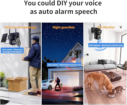 Miniatura 6 de Cámaras de seguridad inalámbricas para exteriores alimentadas por energía solar para seguridad del hogar, cámara exterior de visión de 360°, Paquete