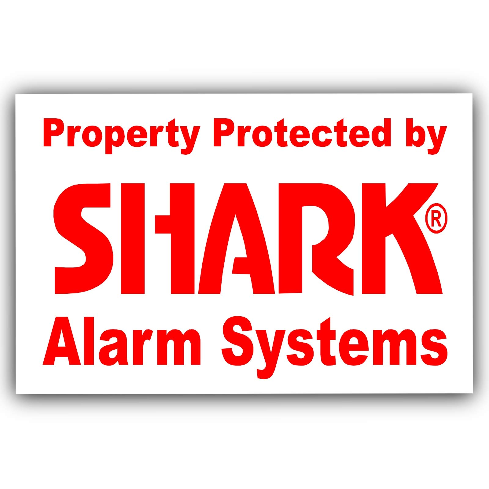 Platinum Place LANDSCAPE-Burglar Alarm Bell Box Security Warning Sticker-RED onto WHITE-Shark Burgular Self Adhesive Vinyl Sign-Landscape Design