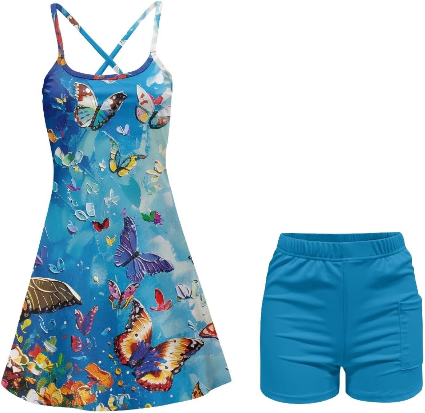 Women's Tennis Dress Moisture-Wicking & Lightweight Golf Athletic Workout Dresses with Built in Shorts Size XS-2XL