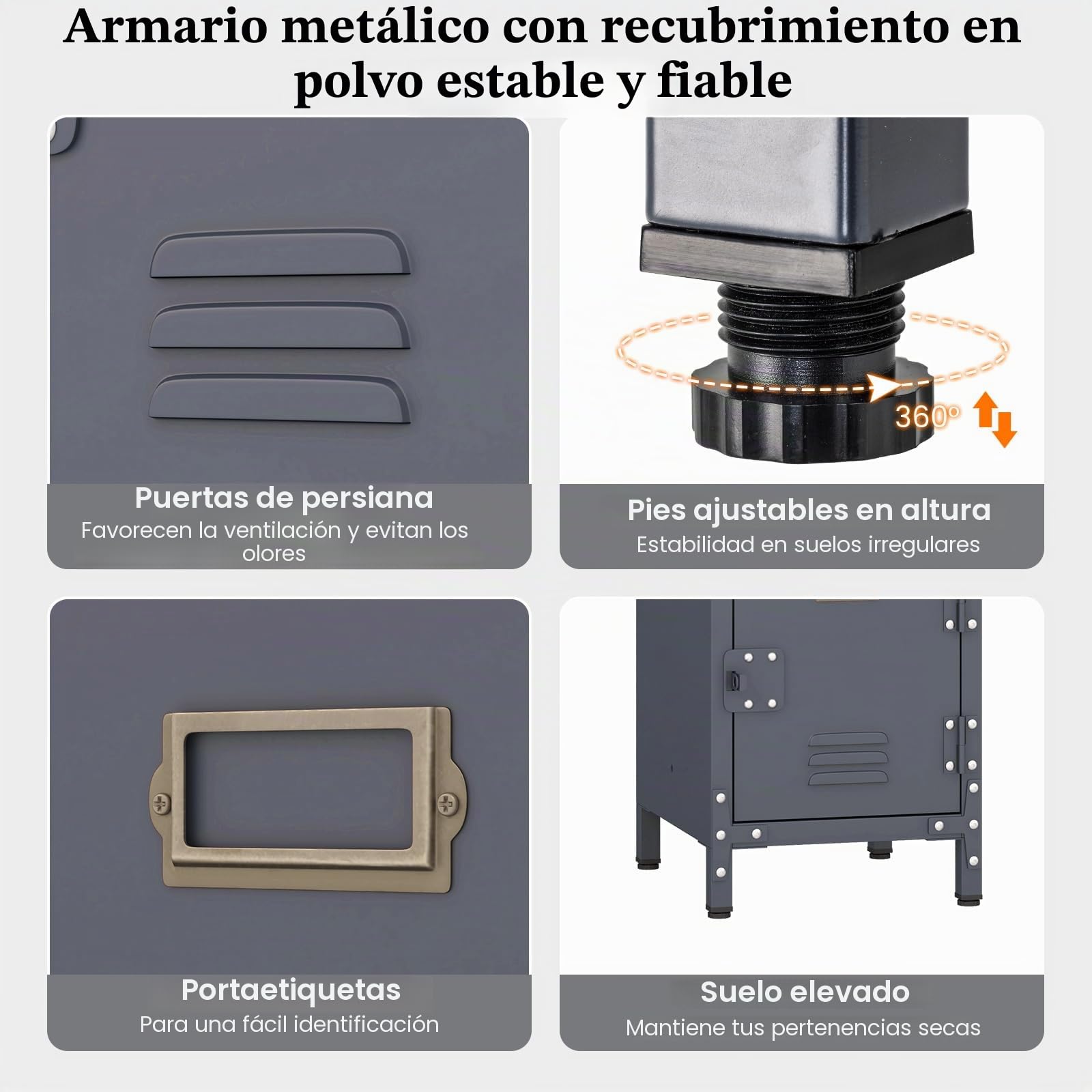GOPLUS Armario de metal para oficina con 3 armarios con cerradura, taquilla de metal con patas ajustables y protección antivuelco, taquilla de oficina para casa, oficina y taller