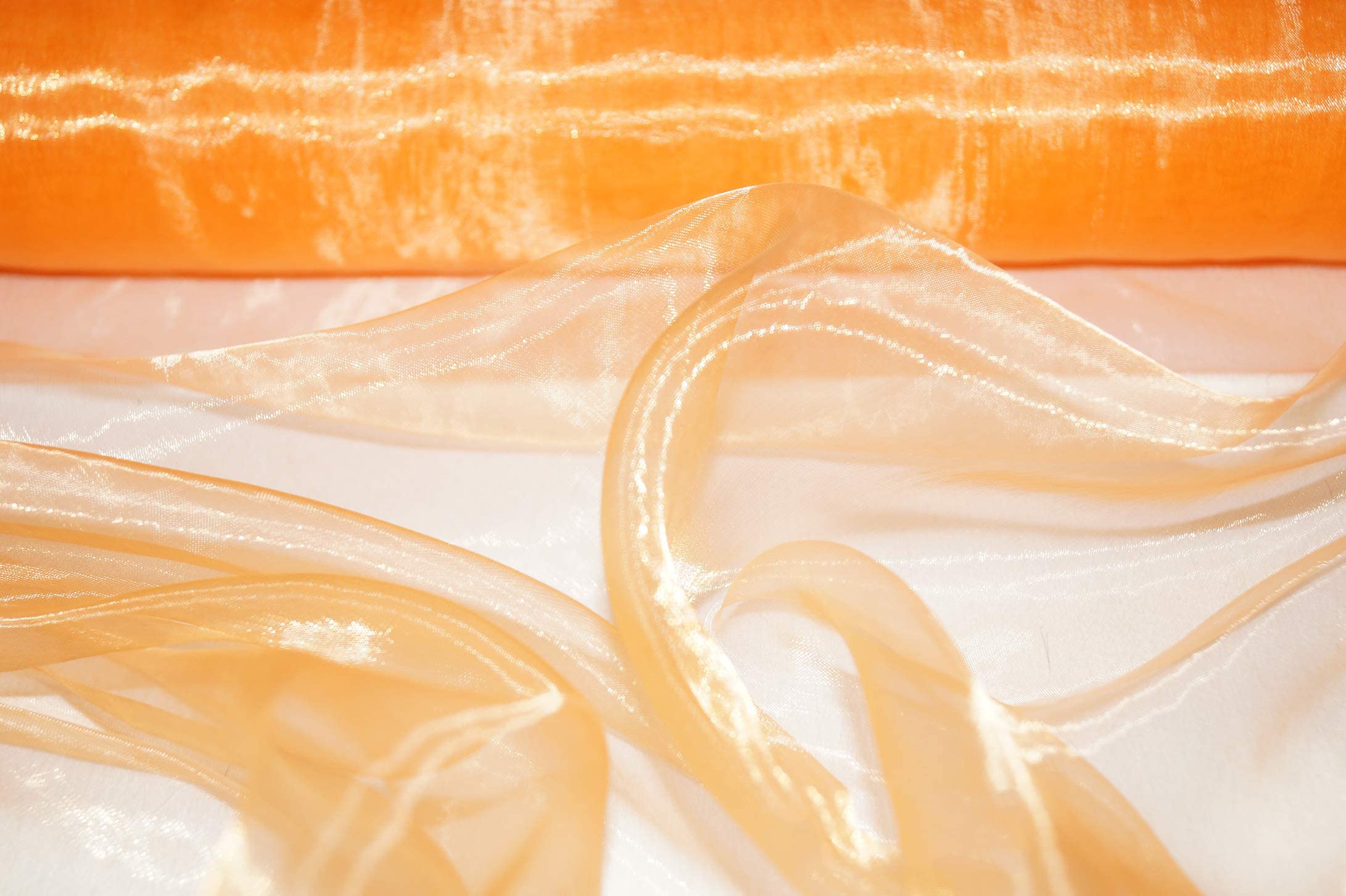 Premium Crystal Organza Voile Fancy Dress Costume Decorations Fabric 150cm Wide/Sold by The Metre (Orange)