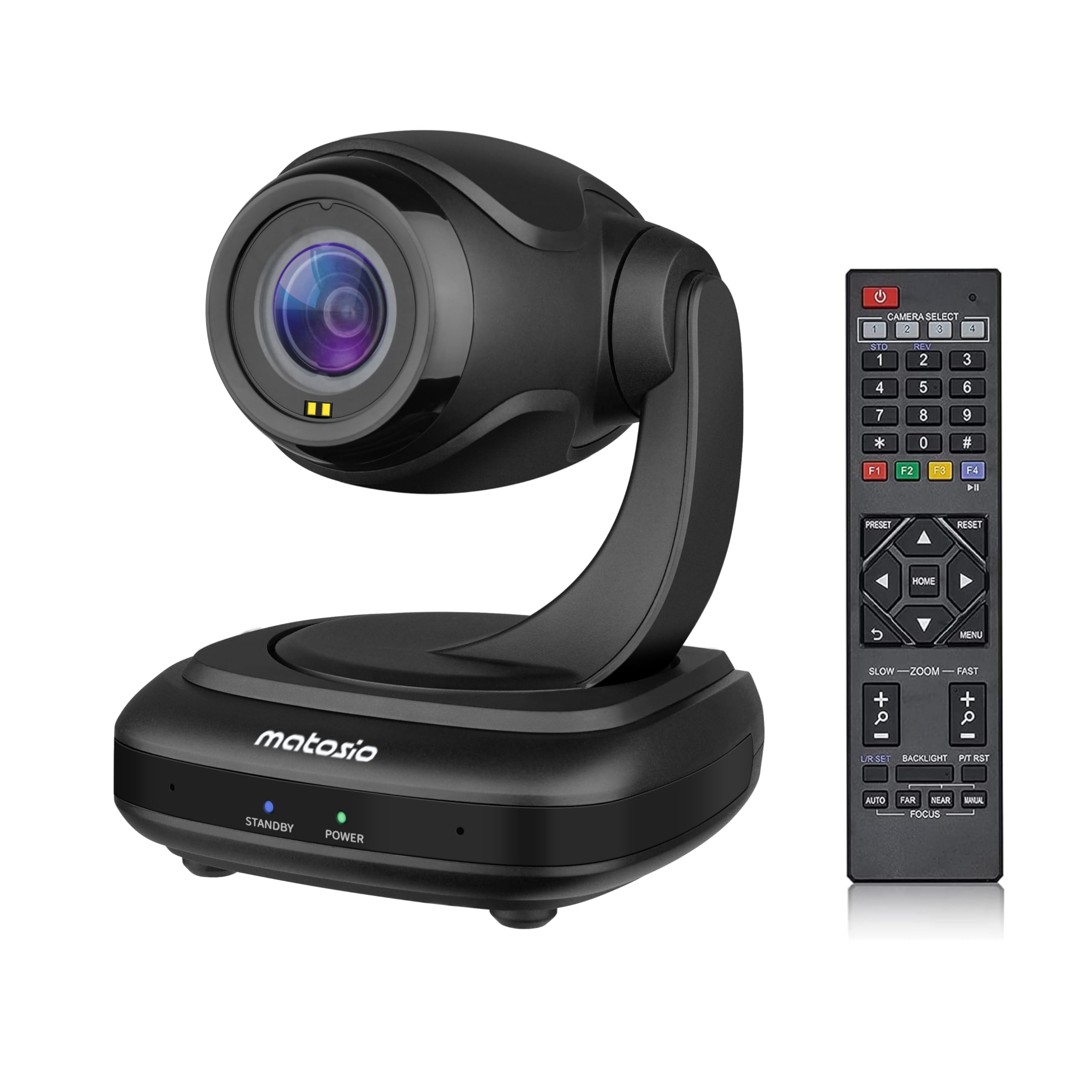 Telecamera FoxPro PTZ 1080P AI Face Tracking, Zoom Ottico Senza Perdita, Autofocus, 2 Microfoni Antirumore, Telecomando compatibile con Zoom/MS Teams e Streaming