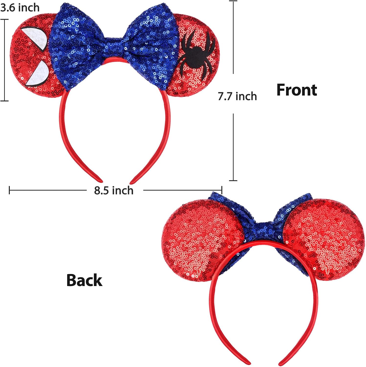 UNSPAZ Mouse Ears Headband, Hero Ears for Women Adult Kids, Sequin Headband Park Ears Trips Party Cosplay Costumes Accessories