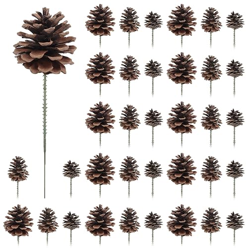 36 PCS Pine Cones 3 Sizes Christmas Pine Cones with