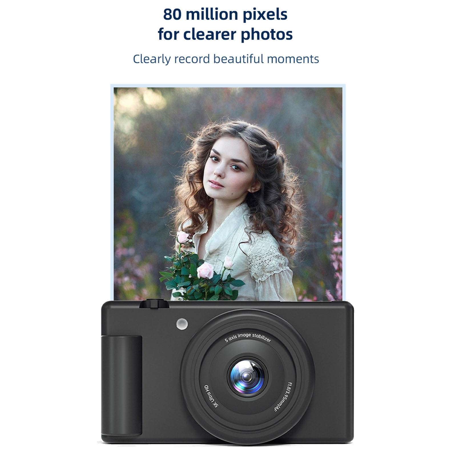 Jiawu Fotocamera Digitale per Fotografia, Videocamere WiFi 5K 80MP, Schermo Orientabile a 180° da 2,8 Pollici, Messa a Fuoco Automatica, Camere per Vlogging con Zoom Digitale 18X (BLACK)