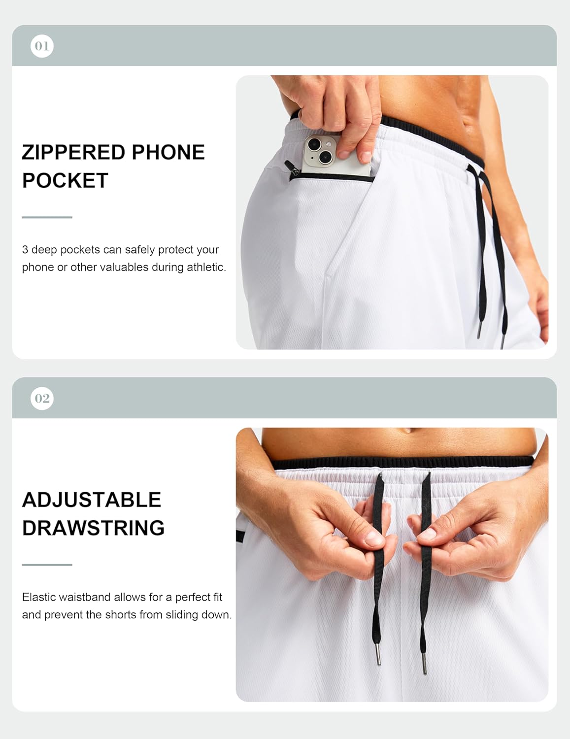 G Gradual Men's Long Basketball Shorts with Zipper Pocket 11'' Quick Dry Gym Shorts Lightweight Mesh Athletic Shorts for Men - Image 5