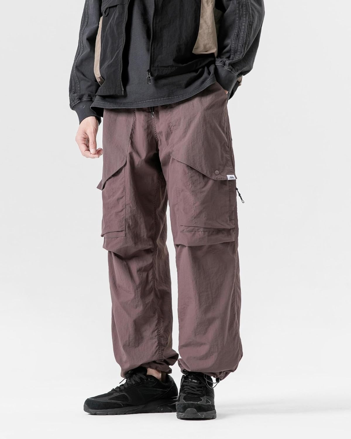 Parachute Cargo Pants Men Women–Lightweight&Fleece Lined Quick Dry Joggers Drawstring Tactical Pants for Hiking