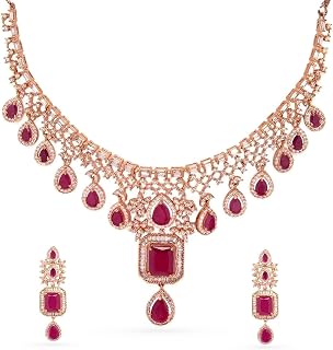 Rubans American Diamond Zirconia Necklace Set Trendy Stylish Jewellery Gift for Women & Girls Price In India