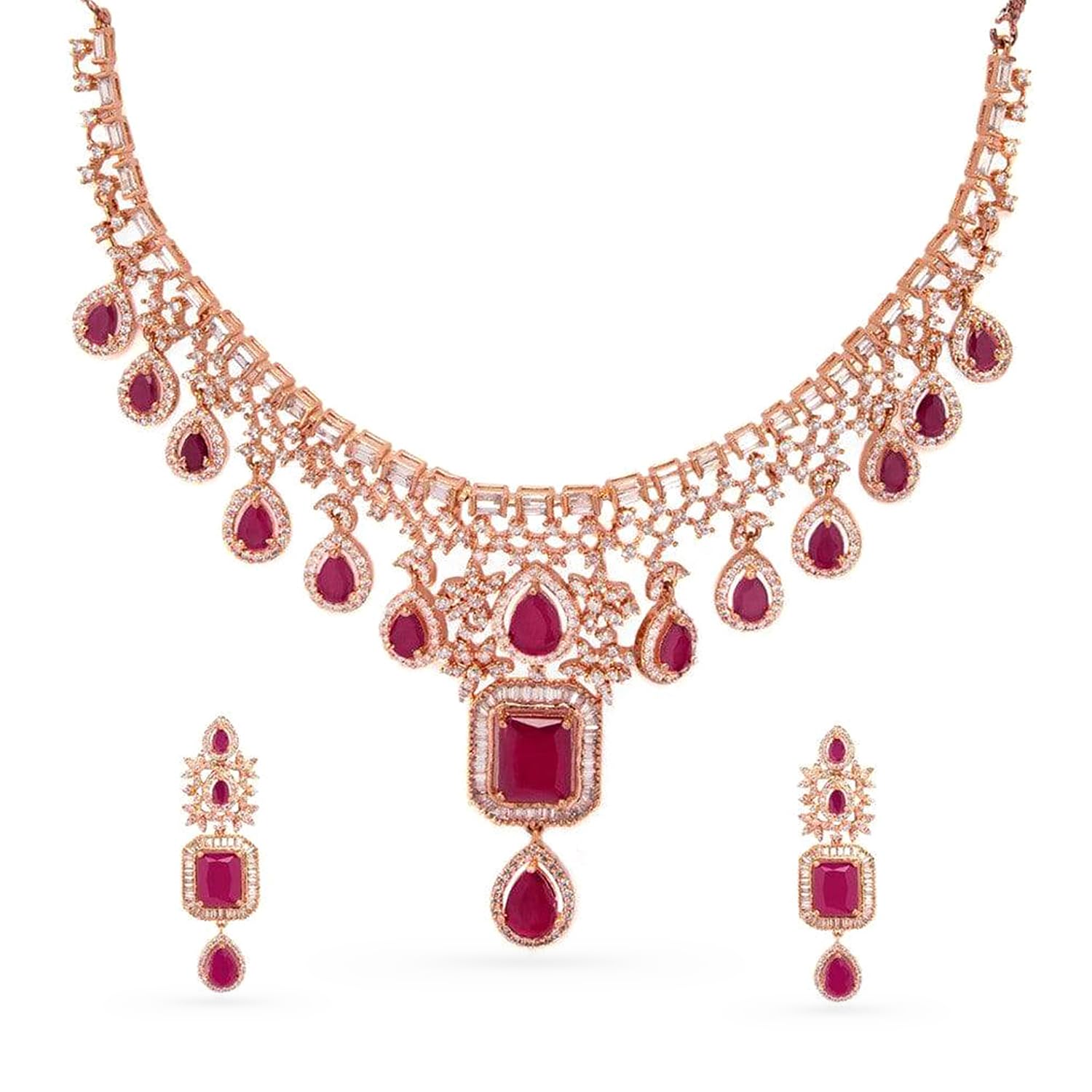 Rubans American Diamond Zirconia Necklace Set Trendy Stylish Jewellery Gift for Women & Girls - Review, Price and Buying Guide
