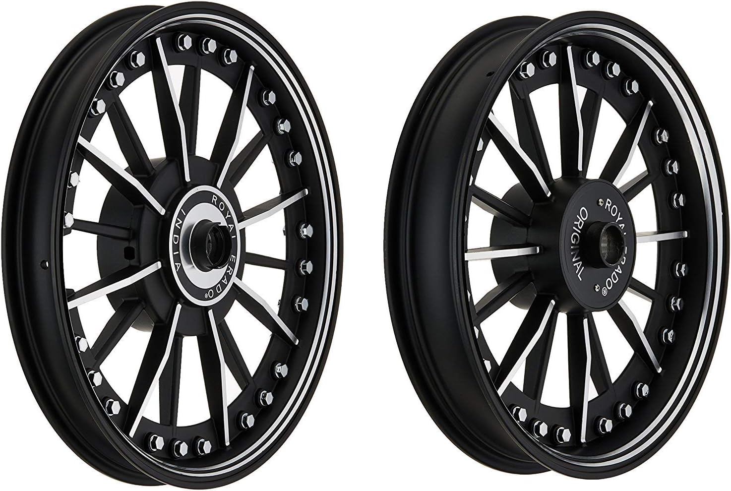 ROYAL ERADO Harley Style Boss Edition Alloy Wheel set| Silver Rivet | Royal-Enfield Classic single disc| Front 19" Disc & Rear 18" Drum | For ABS & Non-ABS Models