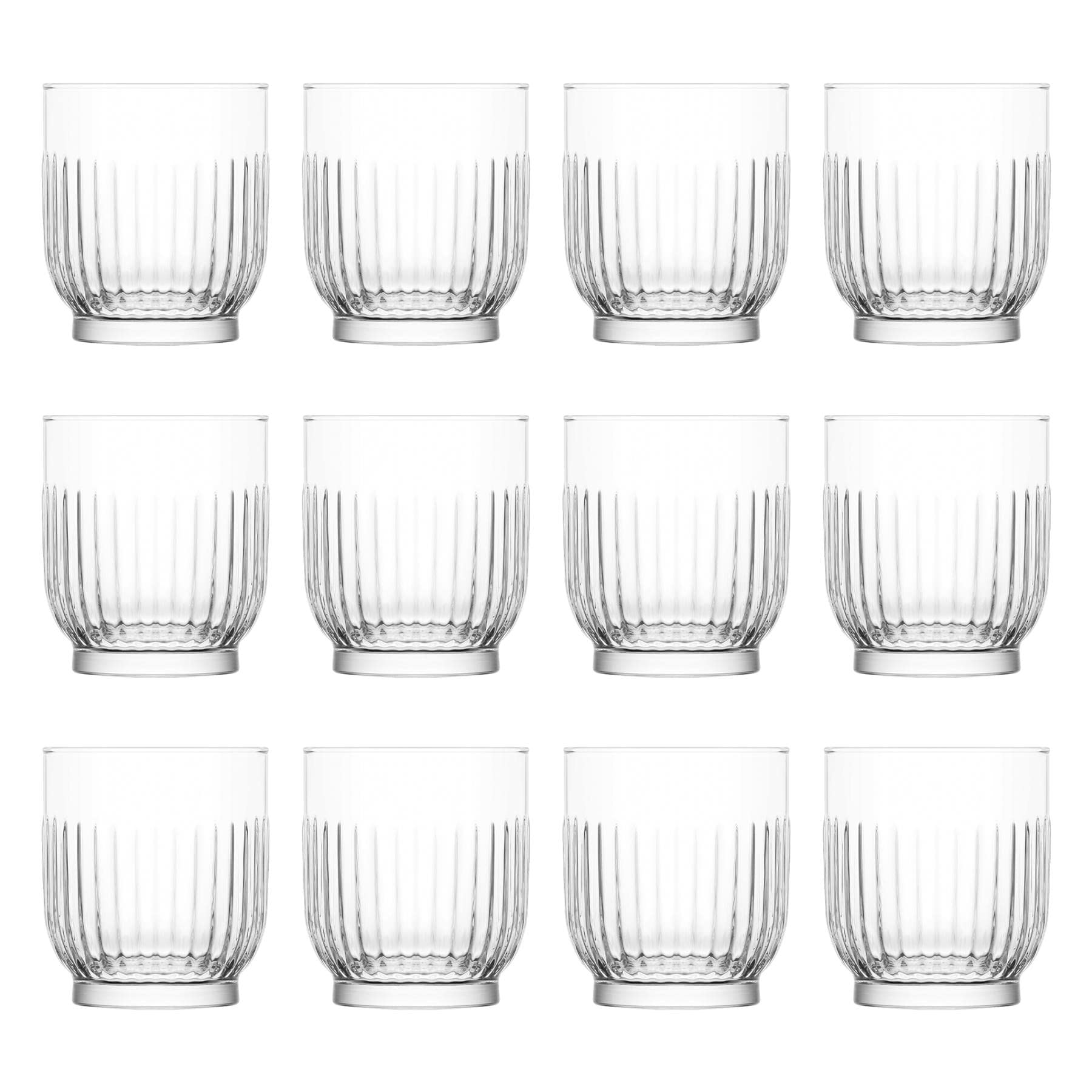 12x Clear 330ml Tokyo Whisky Glasses - Glass Water Wine Whiskey Gin Juice Cocktail Drinking Glassware Cup Set