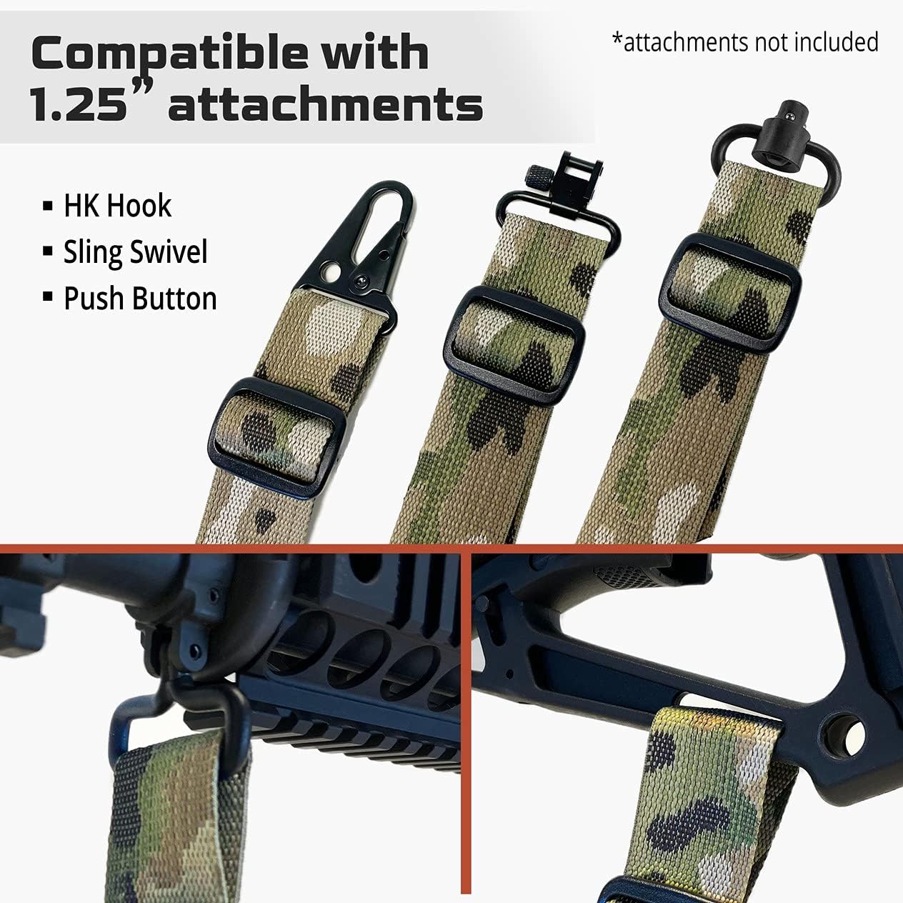 Brash Tactical 2 Point Gun Sling (USA Made) - Traditional 1.25" Webbing Rifle Sling for Hunting and Outdoor Sports | Multicam : Sports & Outdoors