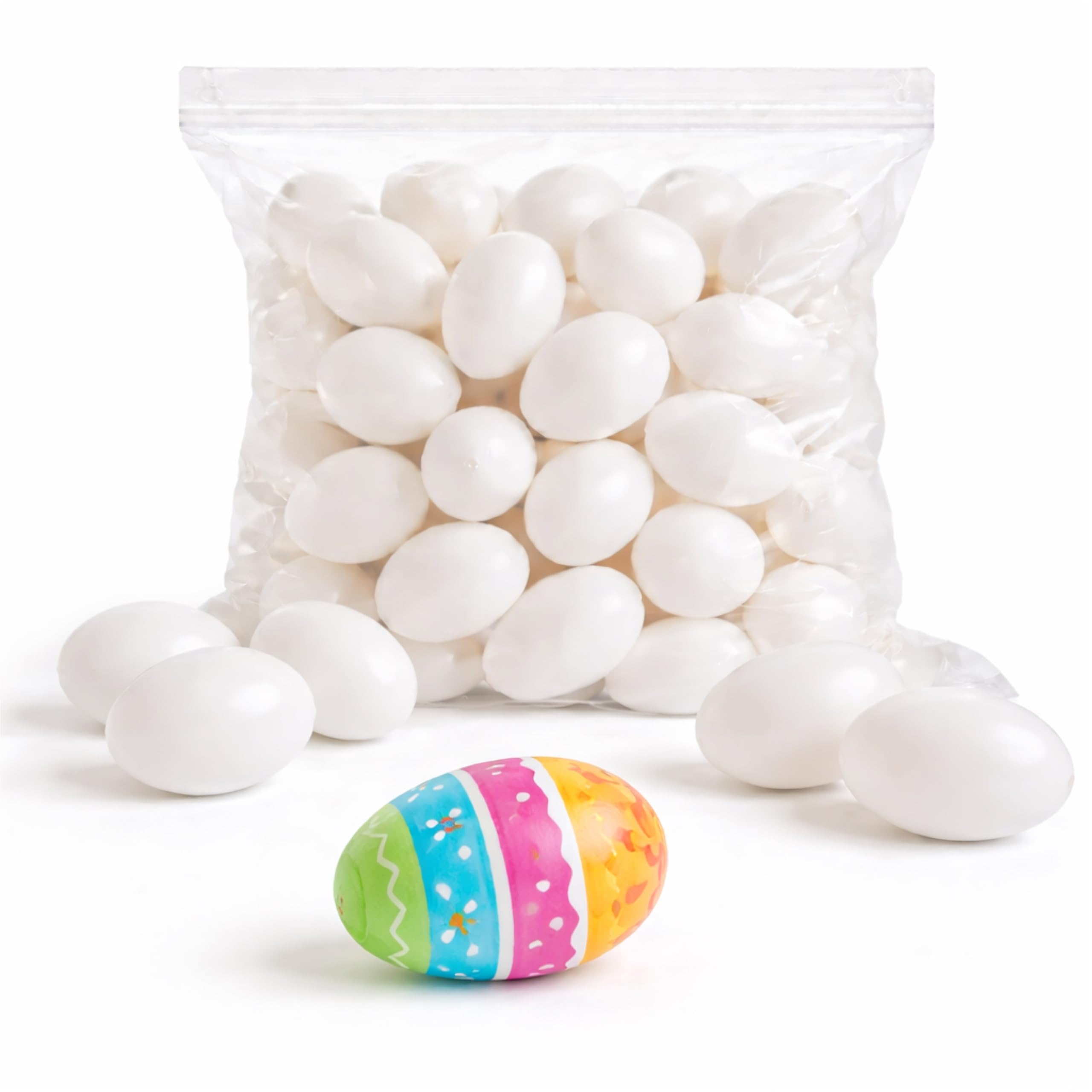 TK Gruppe Timo Klingler 250 uova di Pasqua, 6 cm, uova decorative, uova di plastica, per Pasqua, per il fai da te, da appendere, in plastica, colore bianco, uova di plastica per decorazione