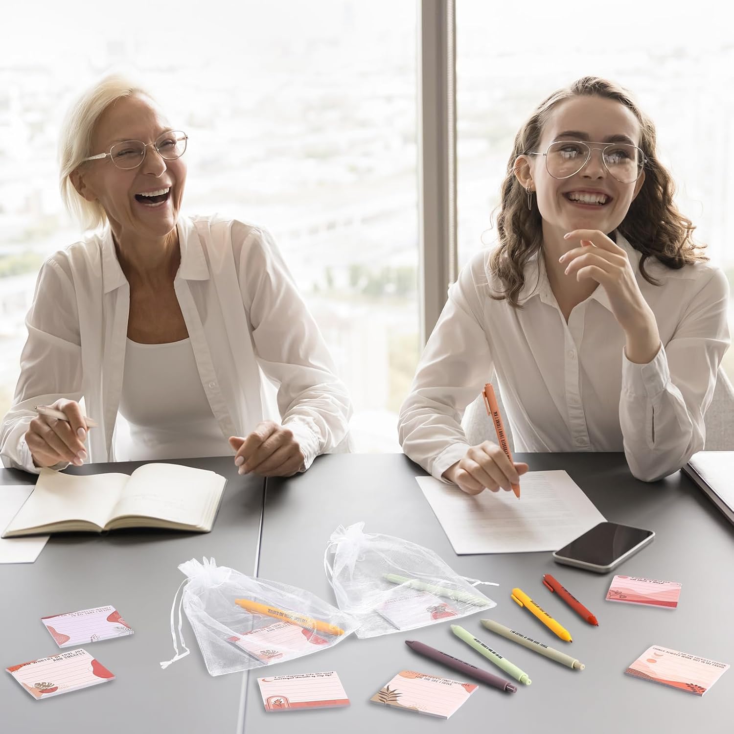 Funrous 72 Pcs Positive Affirmation Gift Inspirational Sticky Notes with Pens Bags Employee Appreciation Gifts for Coworkers Staff Home School Office Valentines Party Favors Gifts Supplies (Boho) - Image 5