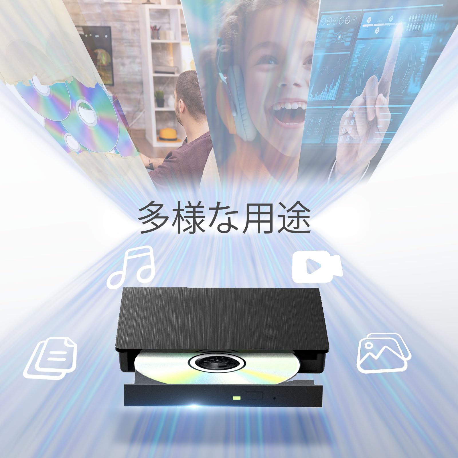 外付けブルーレイドライブ USB3.0＆Type-C対応 薄型 264L151 ブルーレイドライブ 外付け Blu-ray 外付けドライブ 軽量 薄型 USB3.0