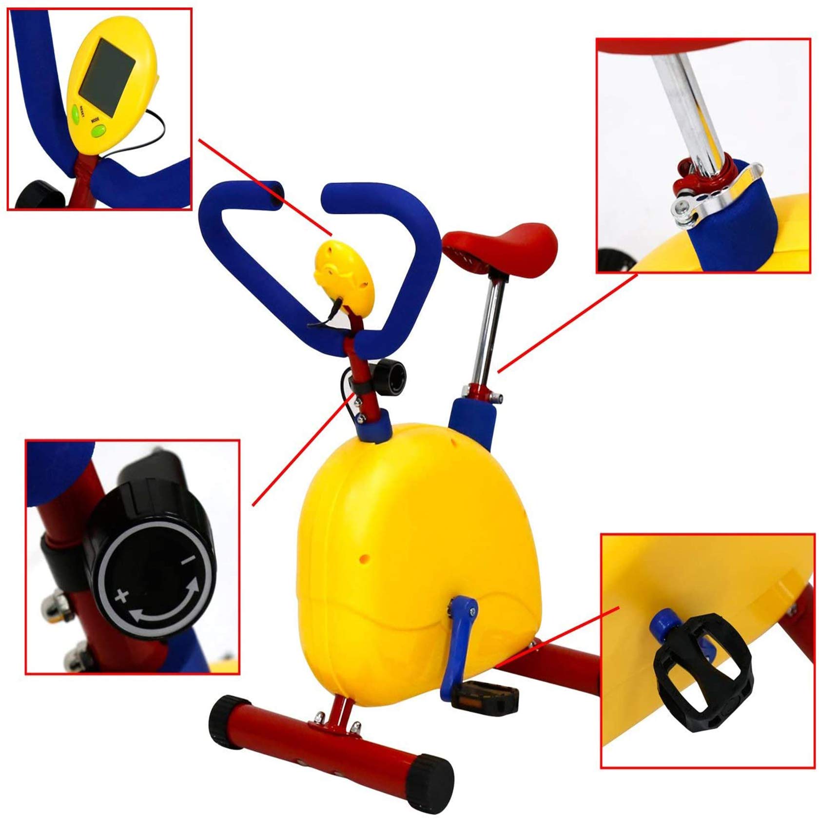 Rower treningowy dla dzieci, regulowany sprzęt do treningu cardio dla małych dzieci i dzieci, mini rower stacjonarny do zabawy i fitnessu